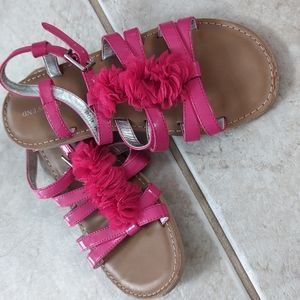 Girls size 2 pink flower dress sandals